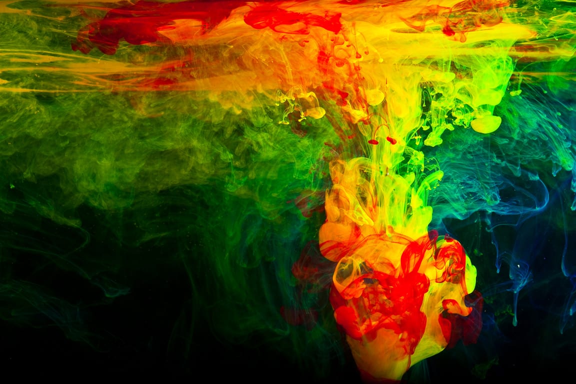 A colorful painting of the heart in motion.