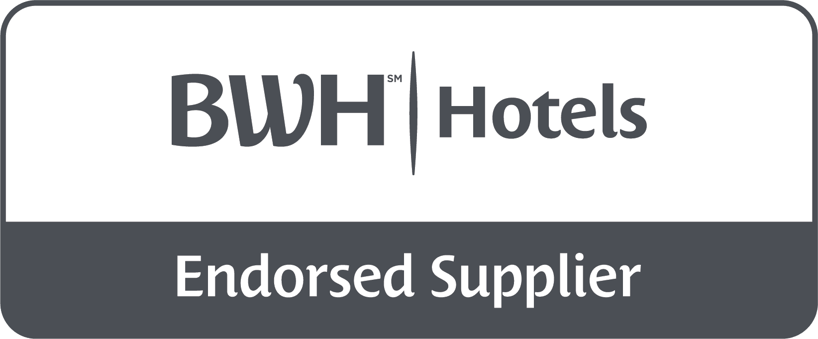 A white and black logo for a hotel.